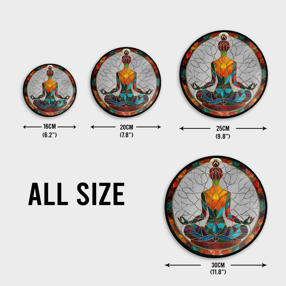 Siddhasana Mindfulness - Personalized Yoga Stained Glass Suncatcher