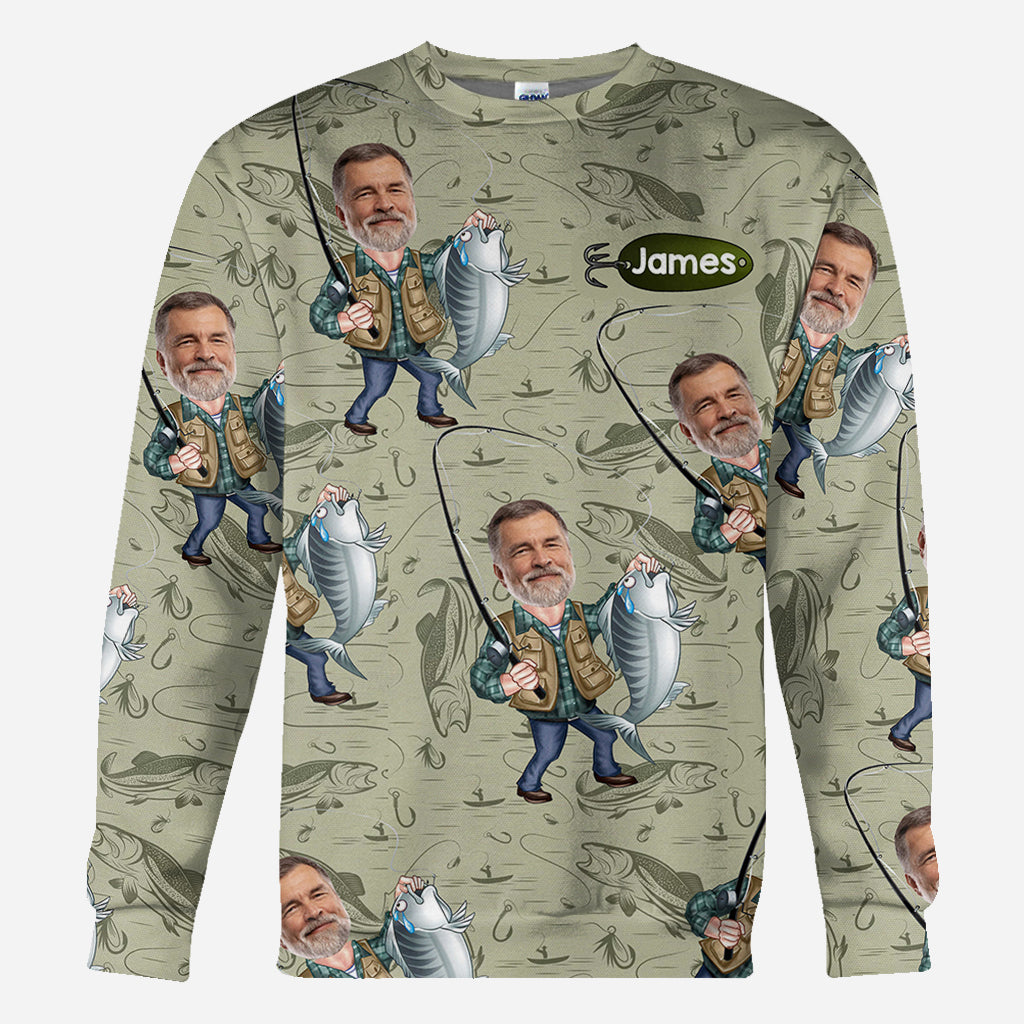 Funny Caricature Face - Personalized Fishing All Over Shirt