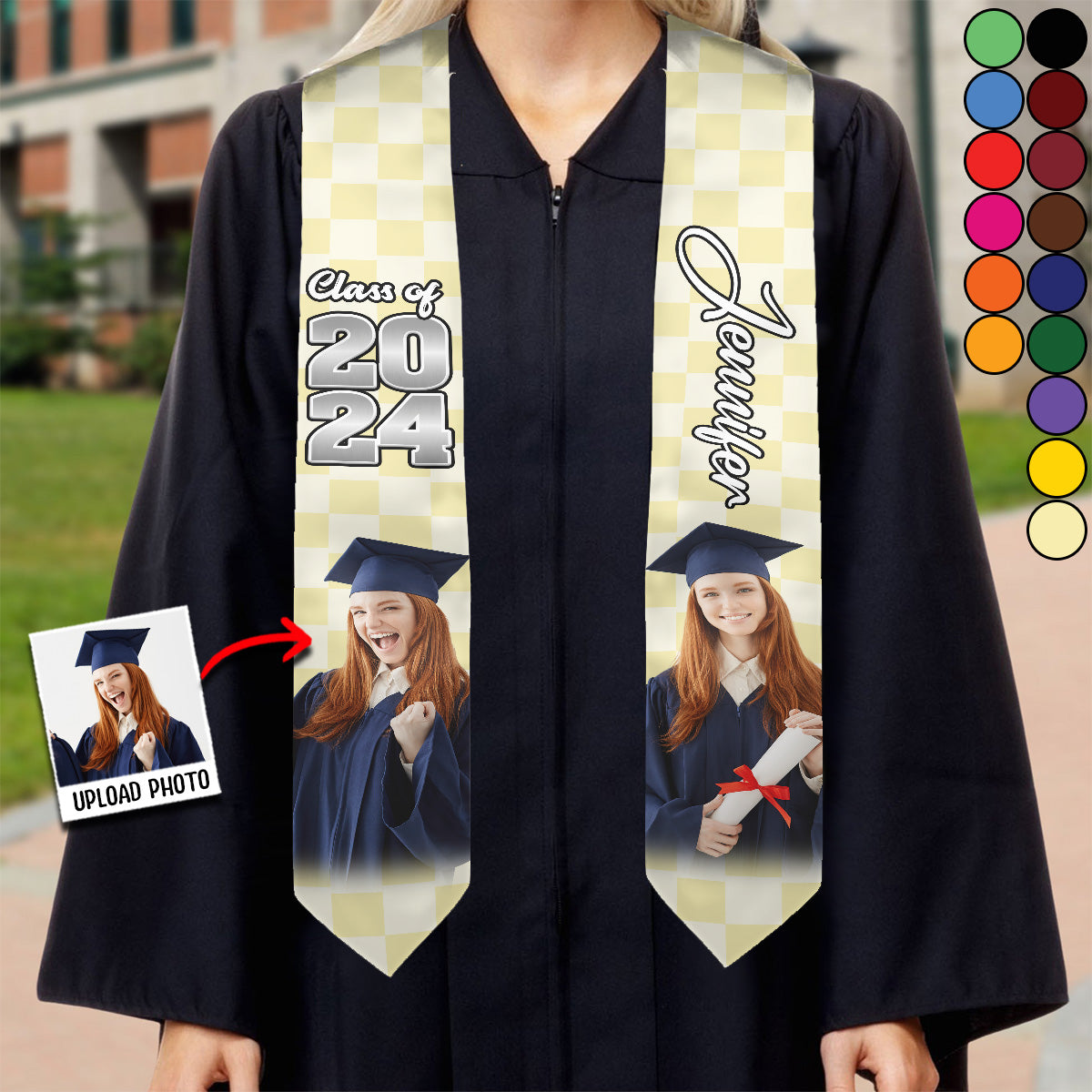 Photo Custom Graduation Stole Sash - Personalized Graduation Graduation Stole
