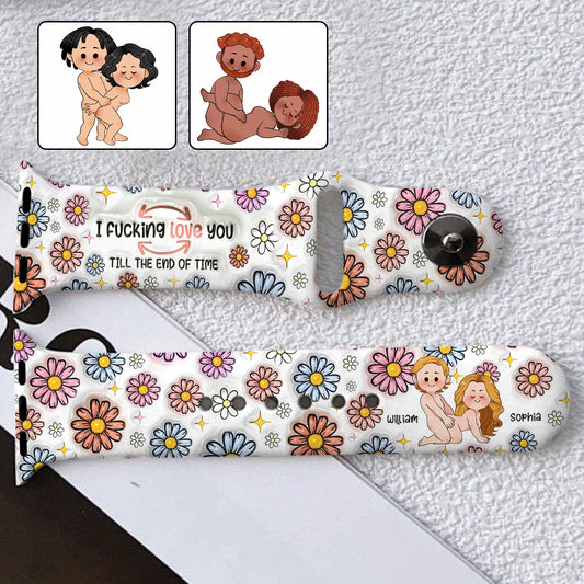 I Love You Till The End Of Time - Personalized Couple Apple Watch Band