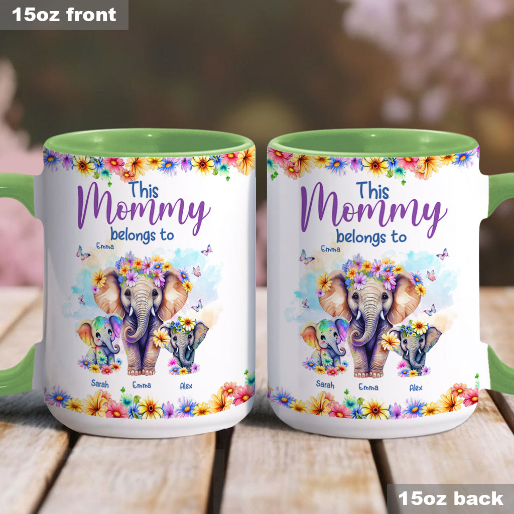 Elephants This Mommy Belongs To - Personalized Mother Accent Mug