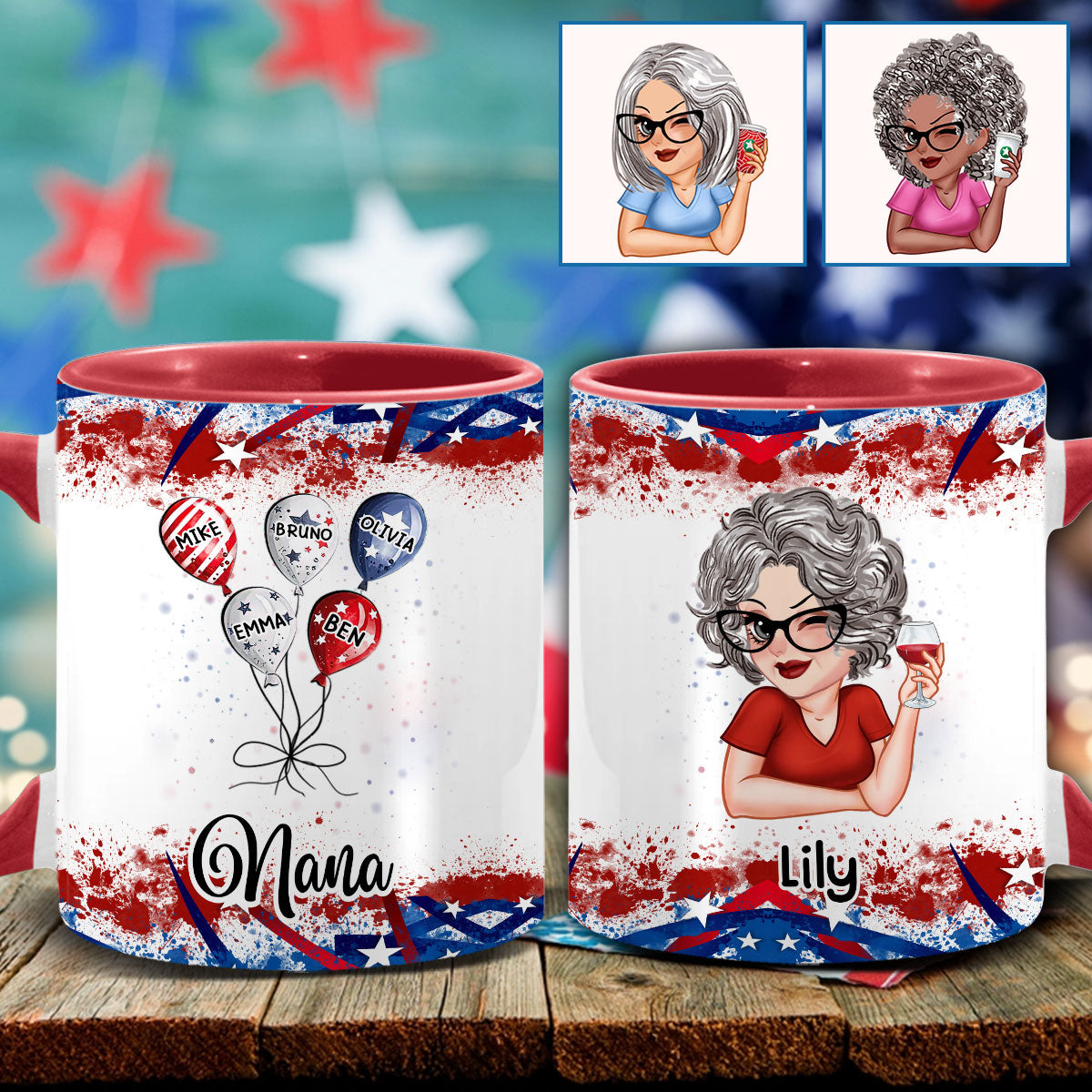 Grandma's Sweethearts - Personalized Grandma Accent Mug