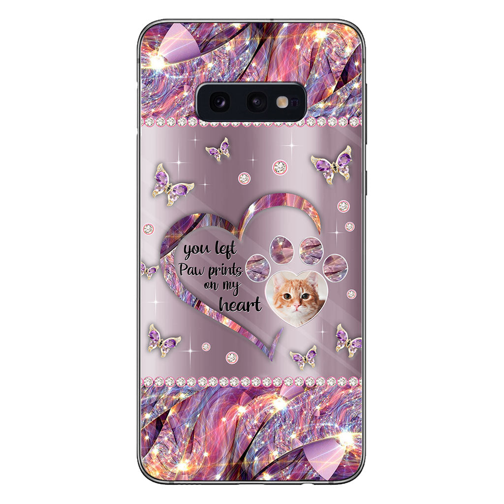 You Left Paw Prints In My Heart - Personalized Dog Phone Case