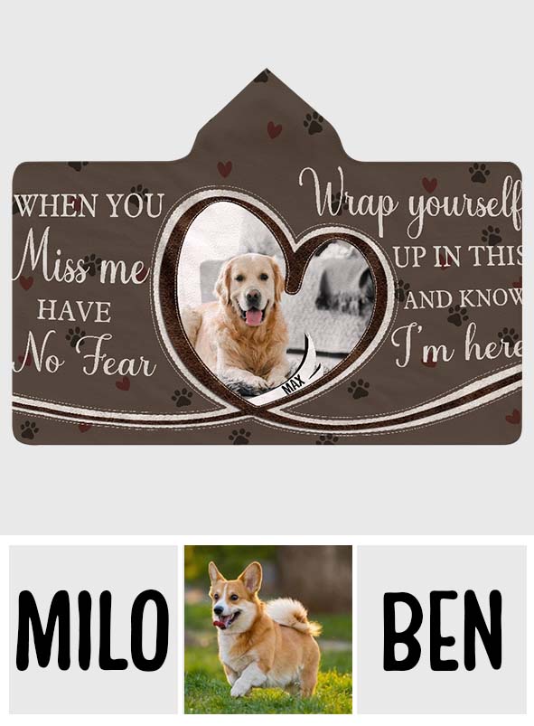 Wenn du mich vermisst – Personalisierte Hunde-Kapuzendecke