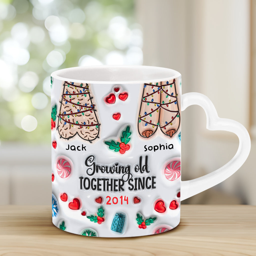 Growing Old Together - Personalized Couple Heart Handle Mug