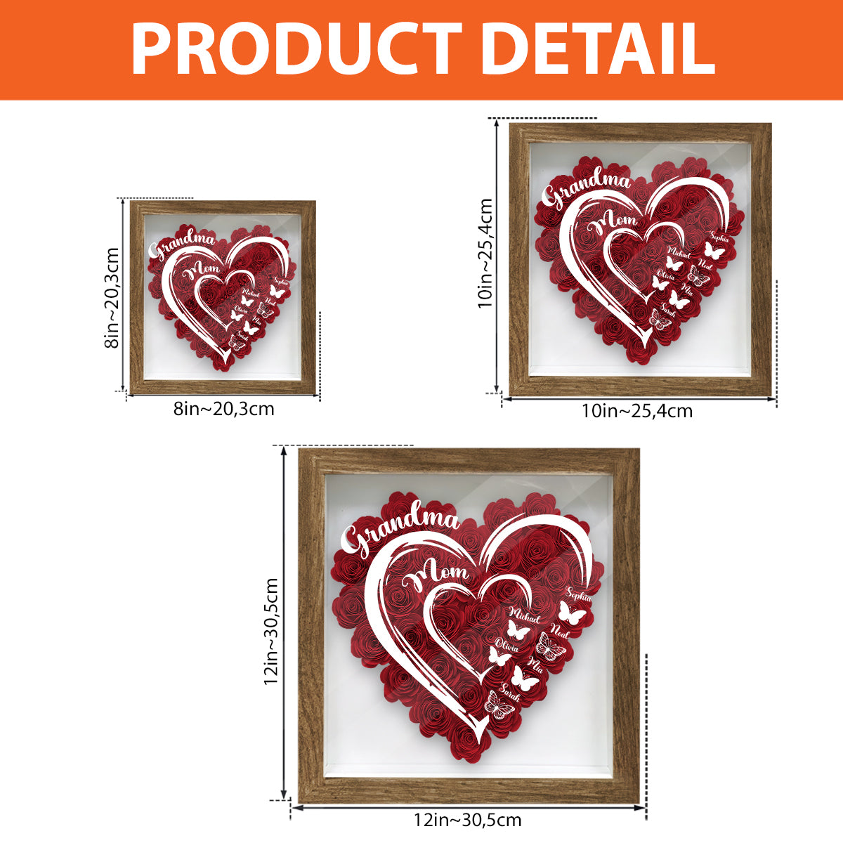 Love Mom Grandma Butterfly Version - Personalized Grandma Flower Shadow Box