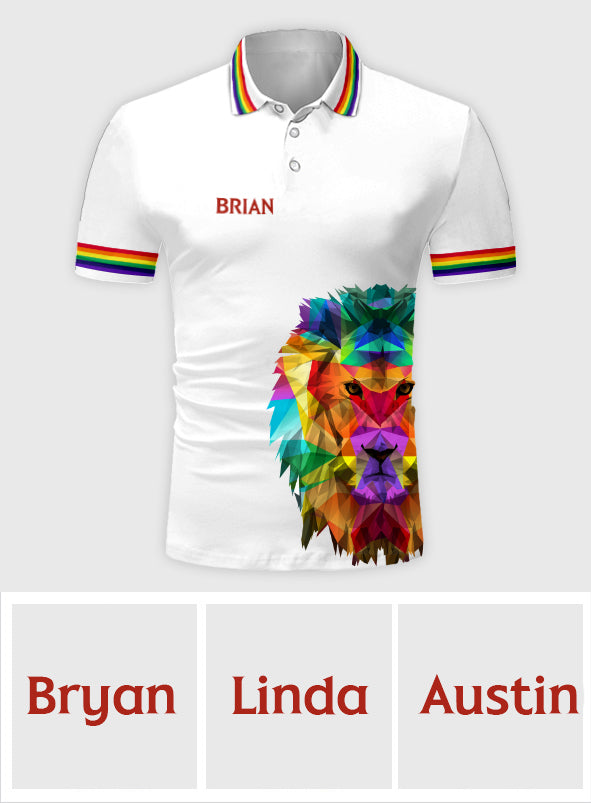 LGBT Pride Month Löwe Das bin ich - Personalisiertes LGBT-Unterstützungs-Poloshirt