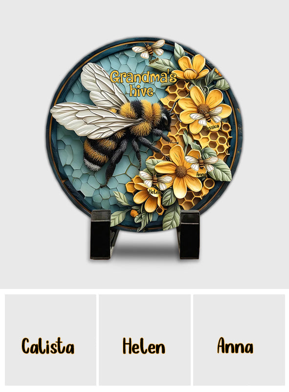 Omas Bienenstock – Beliebiger Titel – Personalisierter runder Oma-Stein