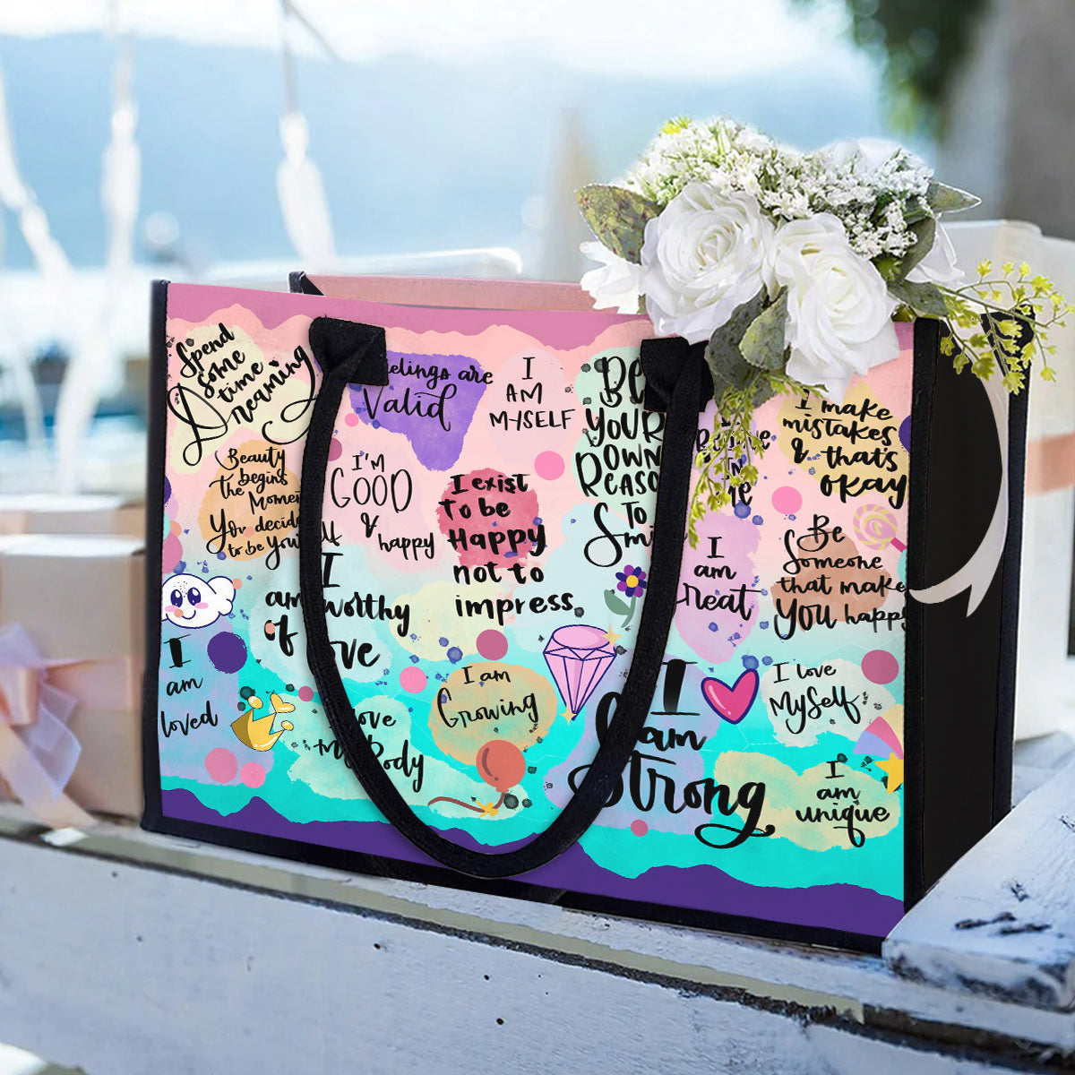 Positive Affirmation Self Care - Personalized Canvas Tote Bag