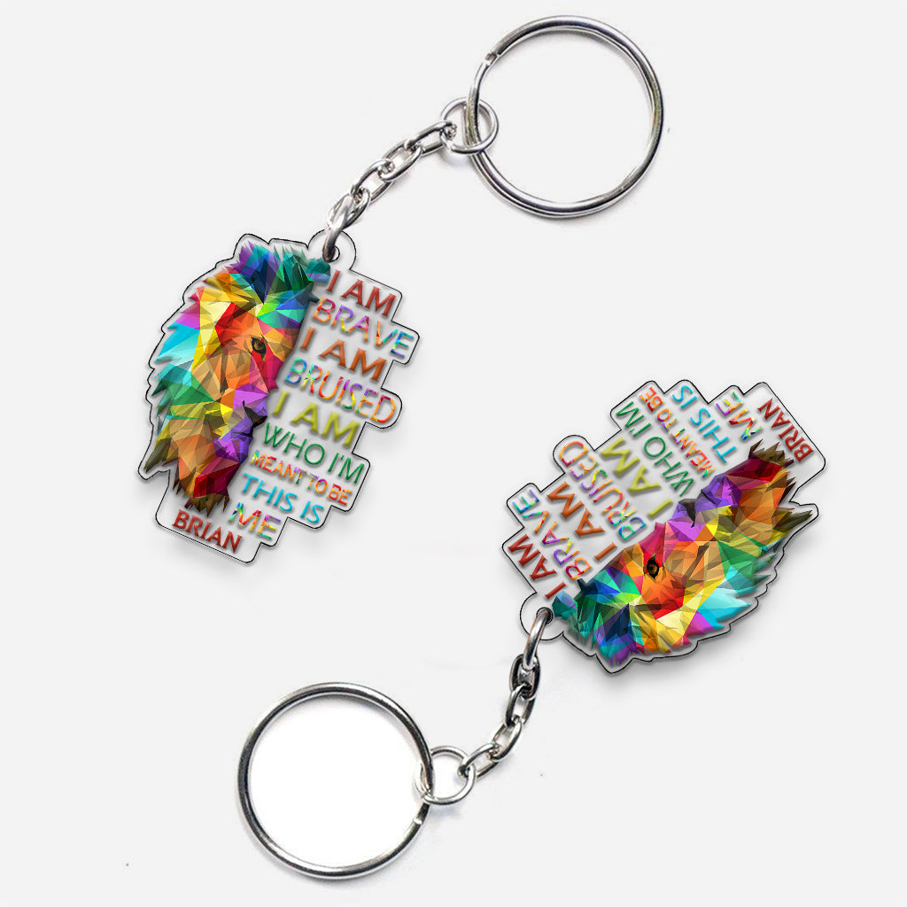 I Am Brave Bruised This Is Me Lion Pride - Personalized LGBT Support Custom Shaped Keychain
