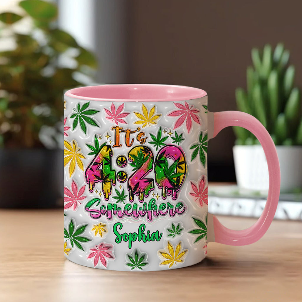 Irgendwo ist es 4:20 Uhr – Personalisierte Tasse mit Cannabis-Motiv