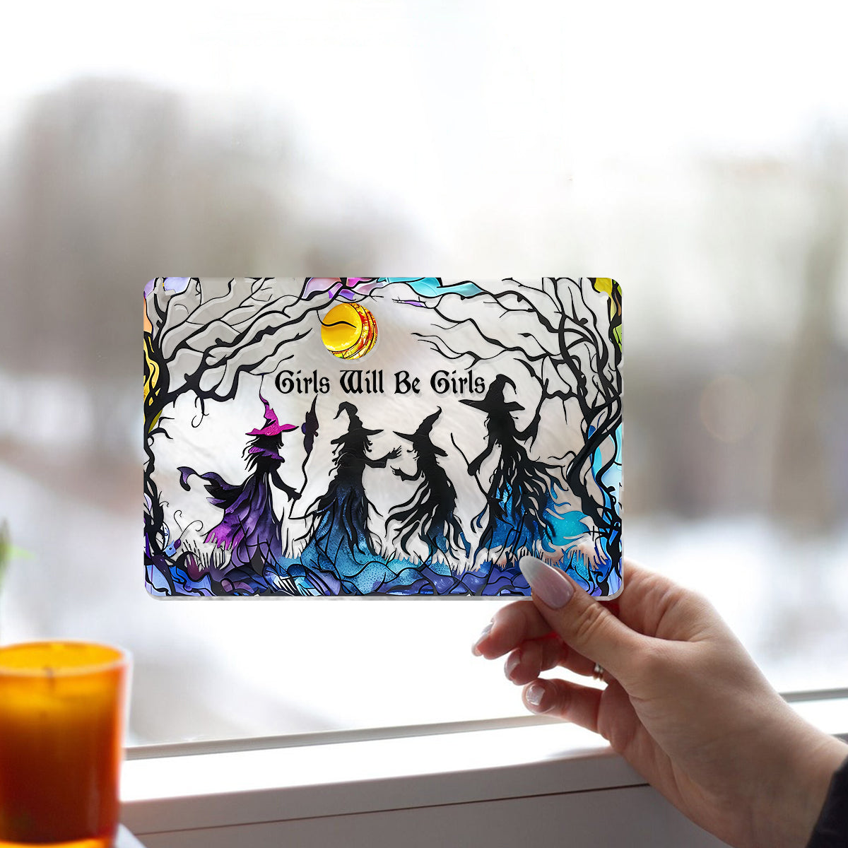 Girls Will Be Girls - Personalized Witch Window Hanging Suncatcher Ornament