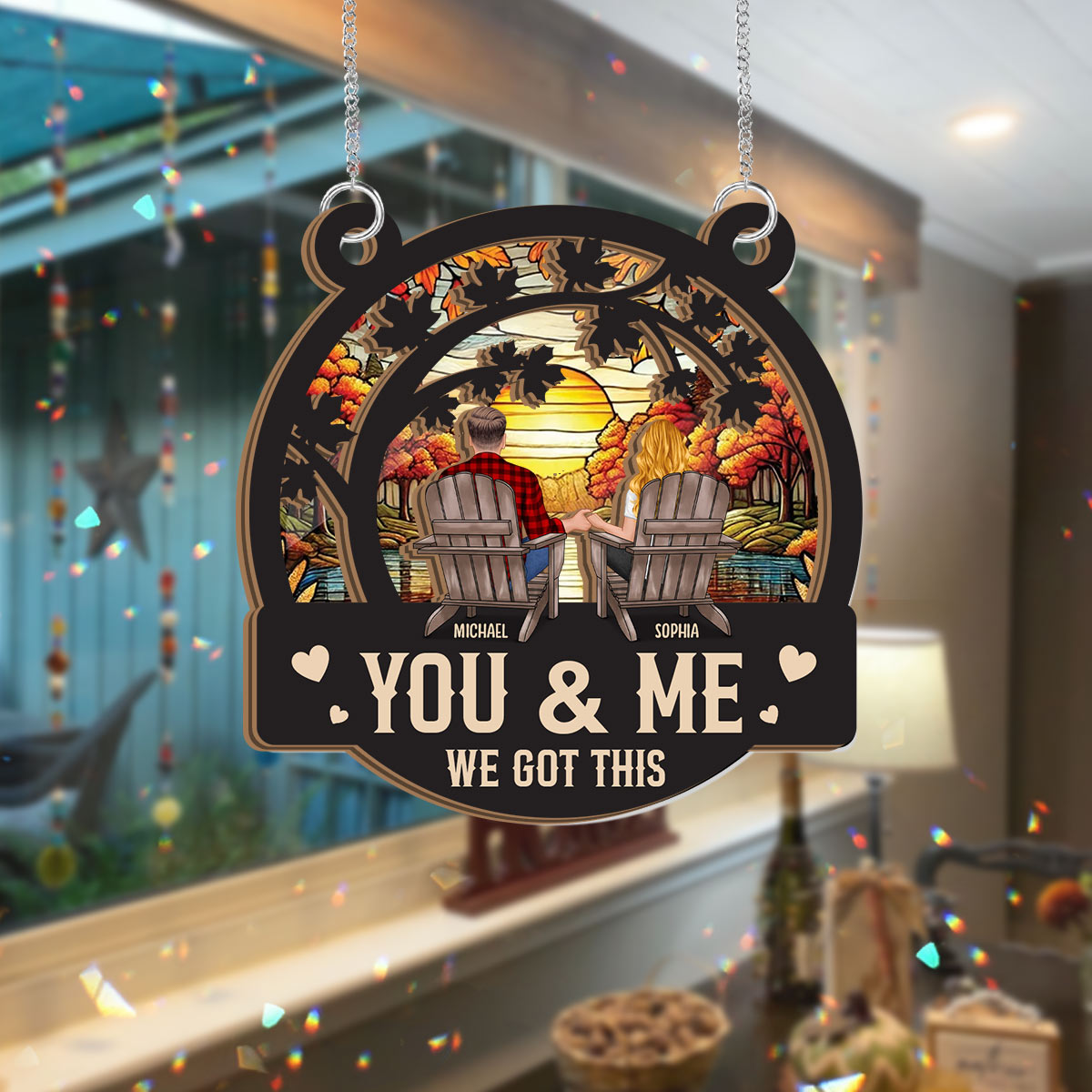 We Got This Autumn Fall For You - Personalized Couple 2 Layered Window Hanging Suncatcher