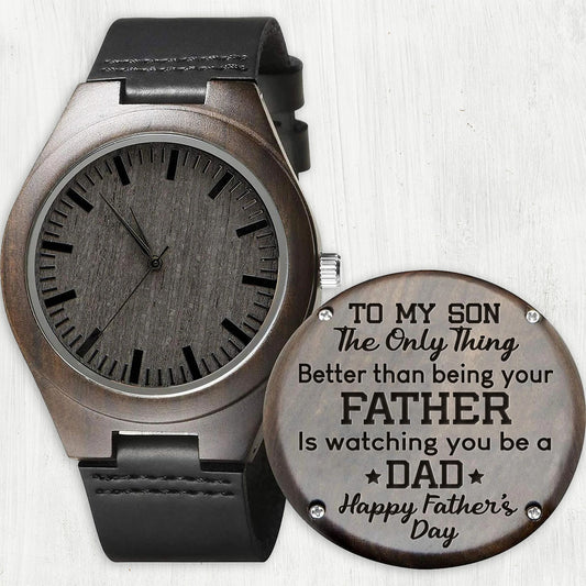 To My Son Happy Father‘s Day - Personalized Father Engraved Wooden Watch