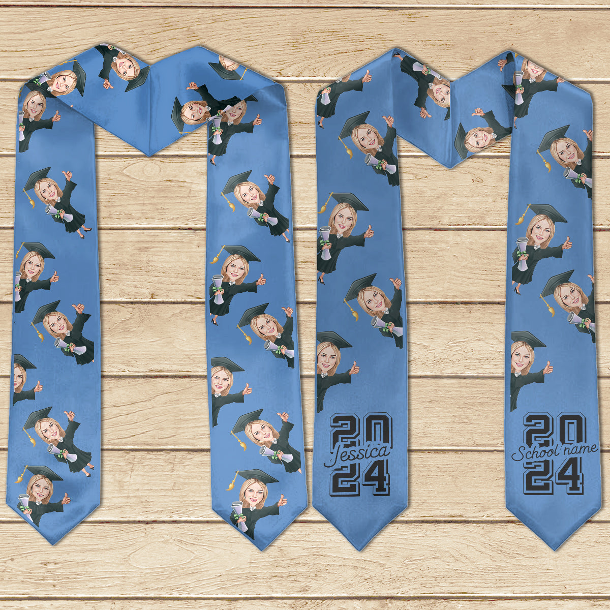 Caricature Funny Character - Personalized Graduation Graduation Stole