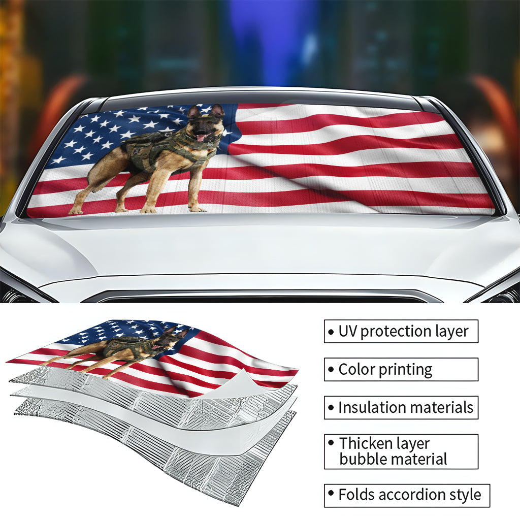 Pare-soleil personnalisé pour voiture de policier « Back The Blue K9 »