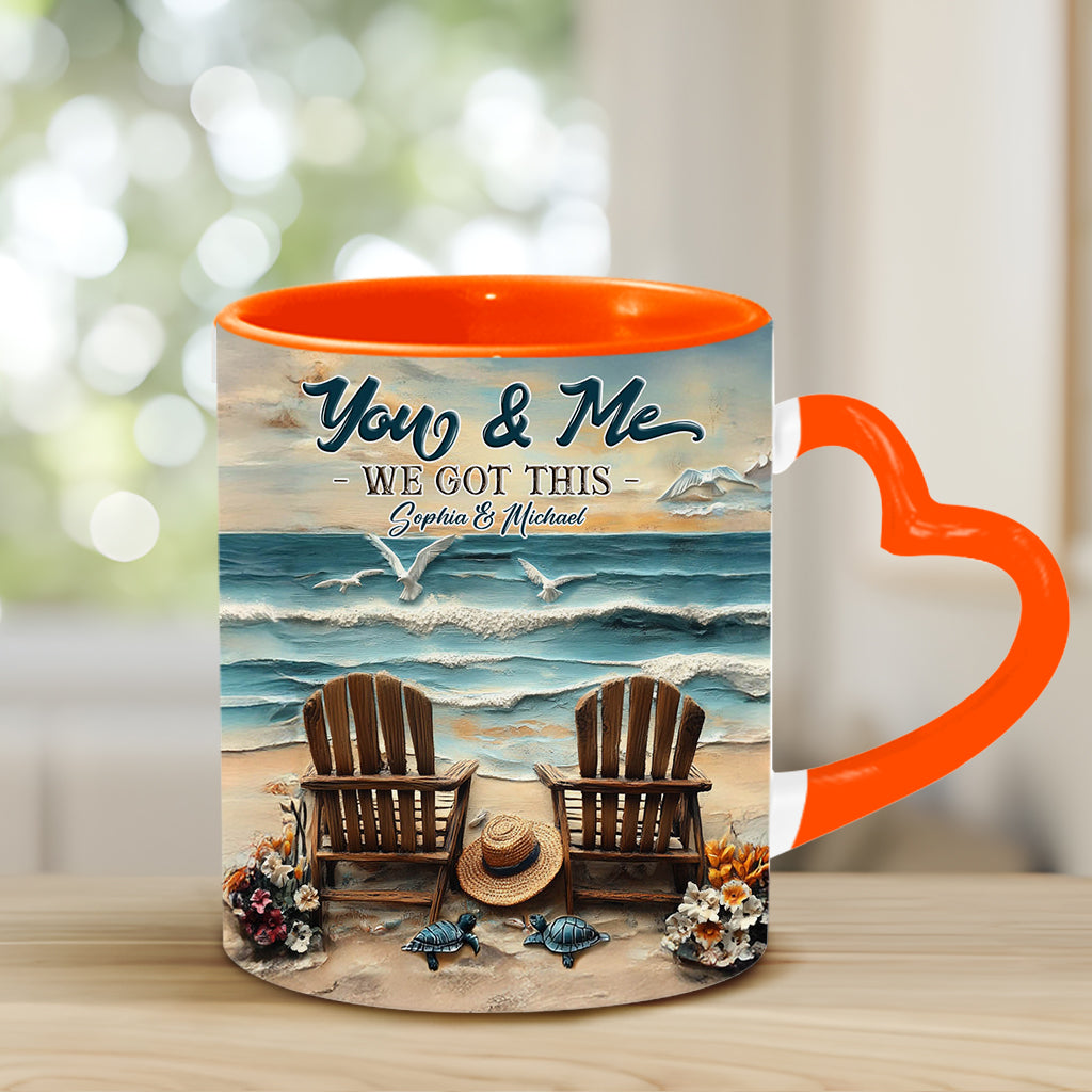And So Together They Built A Life They Loved - Personalized Couple Heart Handle Mug