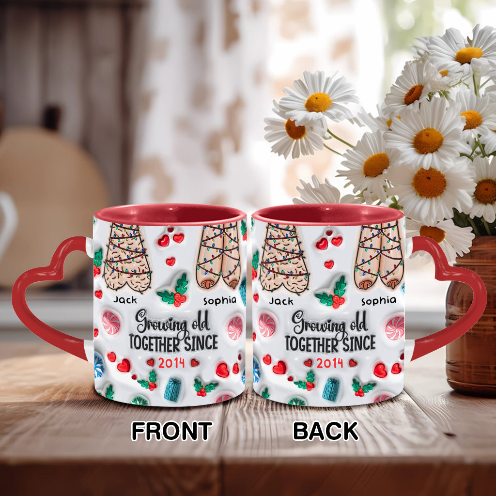 Growing Old Together - Personalized Couple Heart Handle Mug