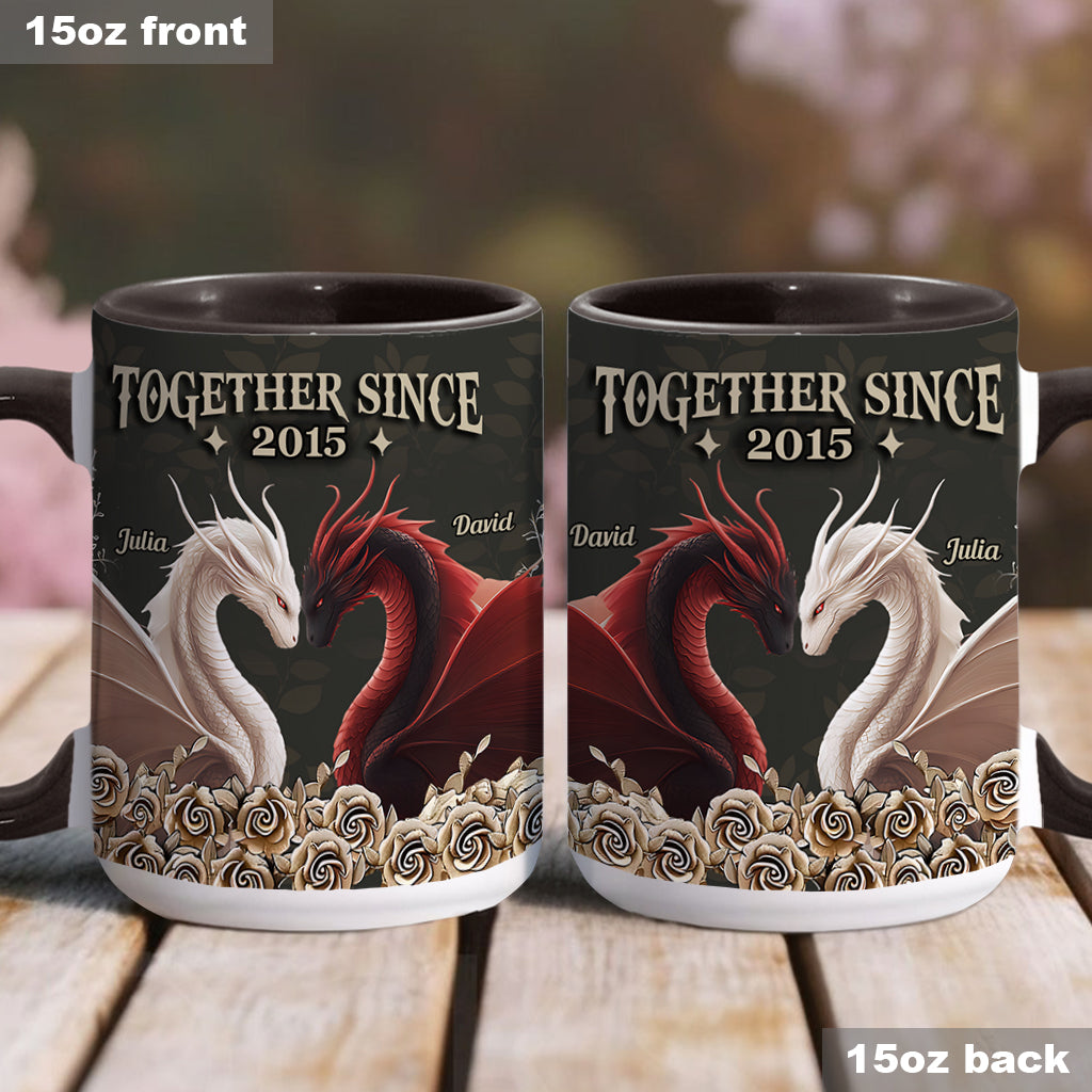Mug personnalisé « De notre premier baiser » avec motif dragon