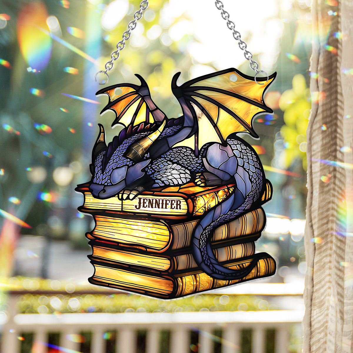 I'm Not A Book Worm I'm A Book Dragon - Personalized Book Window Hanging Suncatcher Ornament
