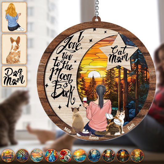 I Love You To The Moon And Back - Personalized Dog Window Hanging Suncatcher Ornament