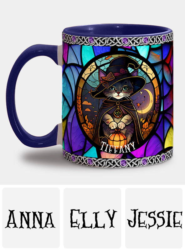 Beautiful Stained Glass Witch - Personalized Witch Accent Mug