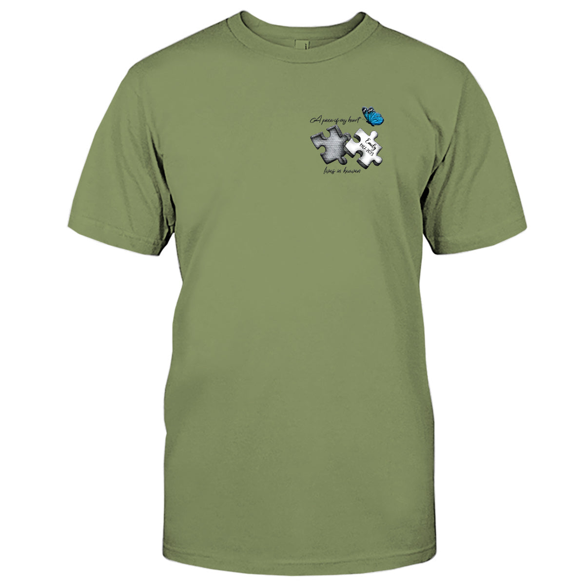 Memorial Butterfly Dragonfly Heaven Feather - Personalized Memorial Embroidered T-shirt