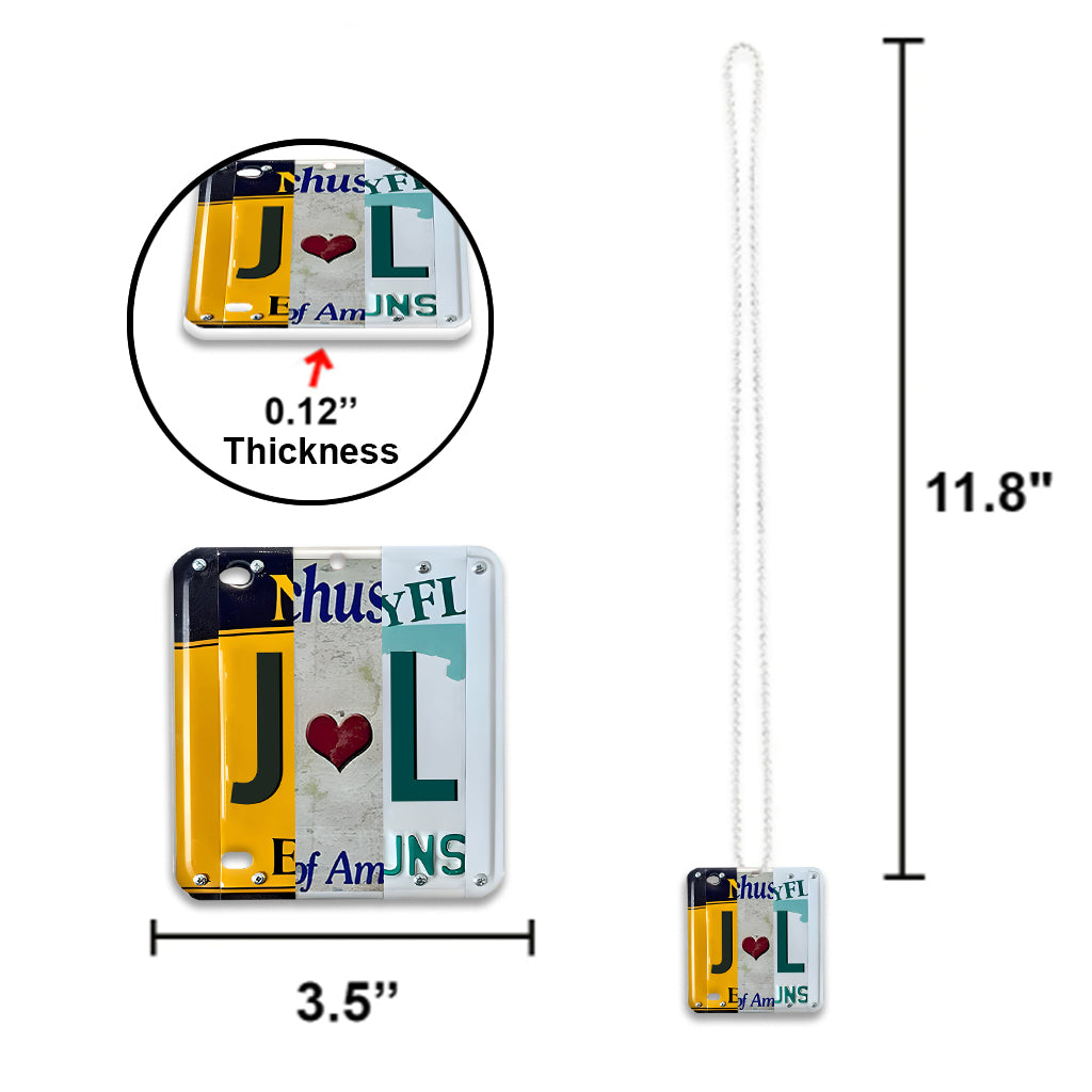 Any Letter Liscense PLate - Personalized Couple Car Ornament