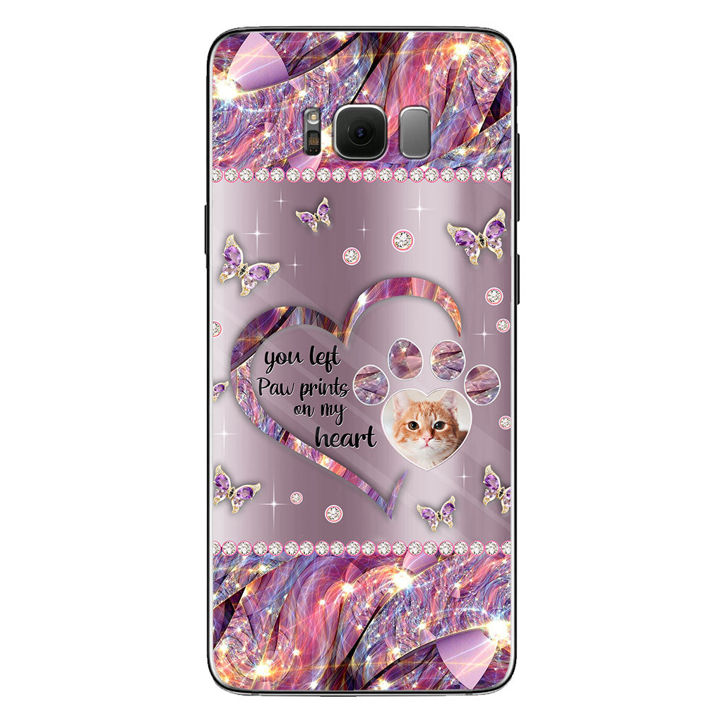 You Left Paw Prints In My Heart - Personalized Dog Phone Case
