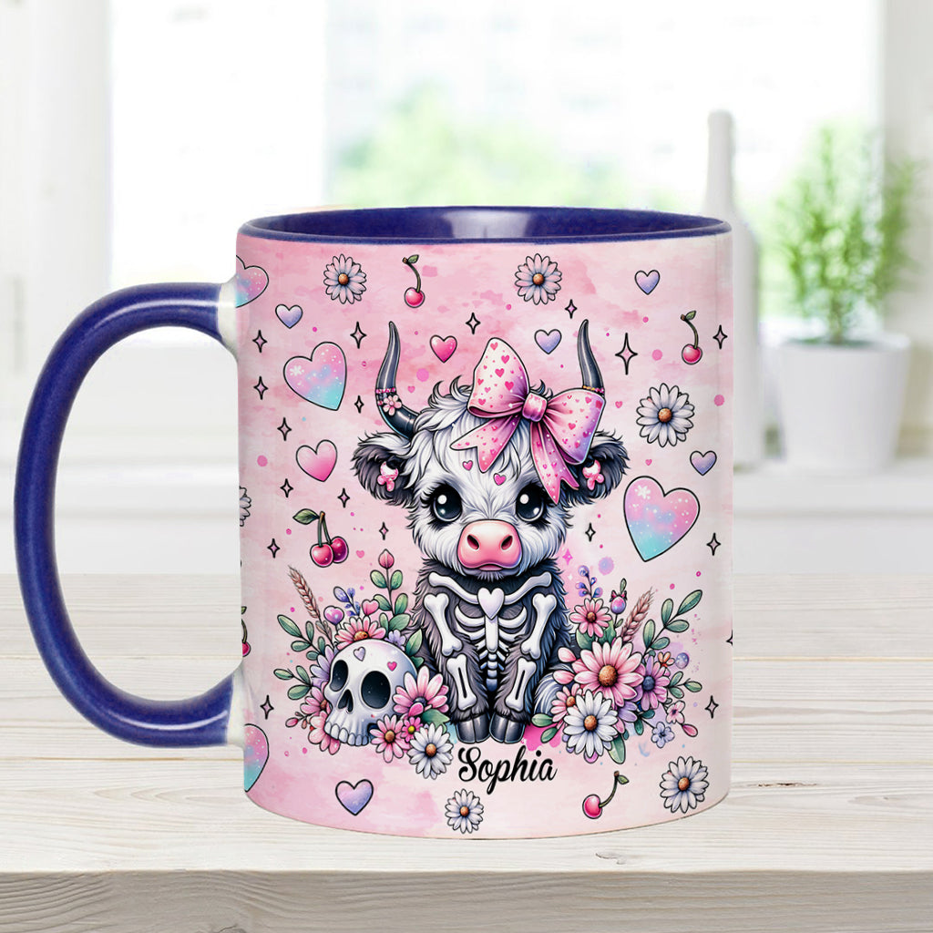 Cute Spooky Halloween Highland Cow - Personalized Accent Mug