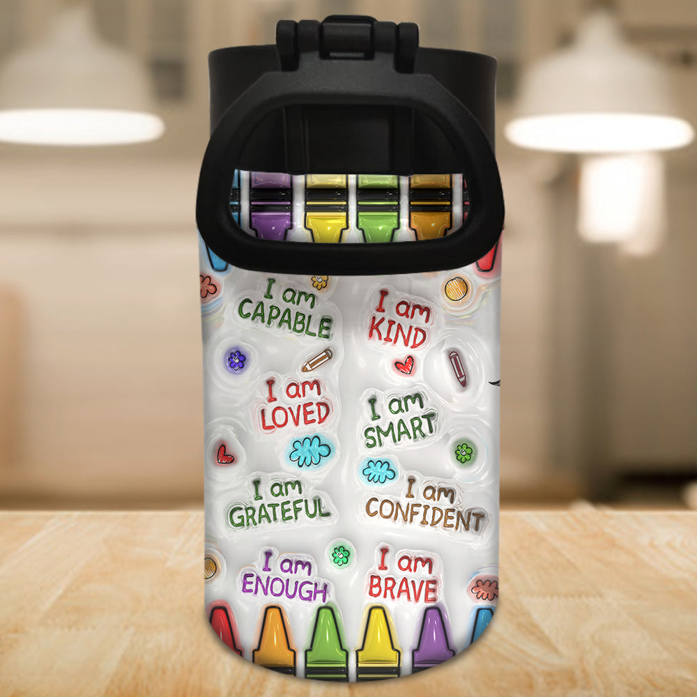 I Am Brave - Personalized Kid Kids Water Bottle