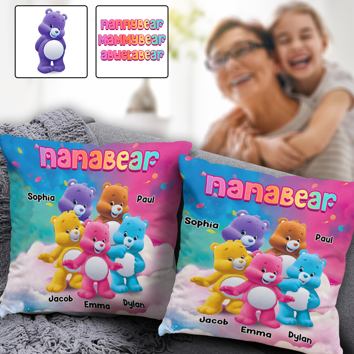 Nanabear - Personalized Grandma Throw Pillow