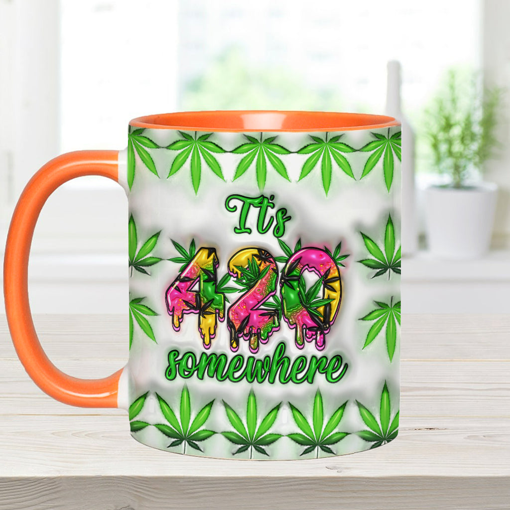 Irgendwo ist 420 – Personalisierte Tasse mit Cannabis-Motiv