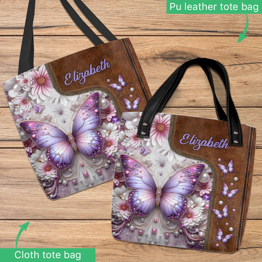 Floral Butterflies - Personalized Butterfly Tote Bag