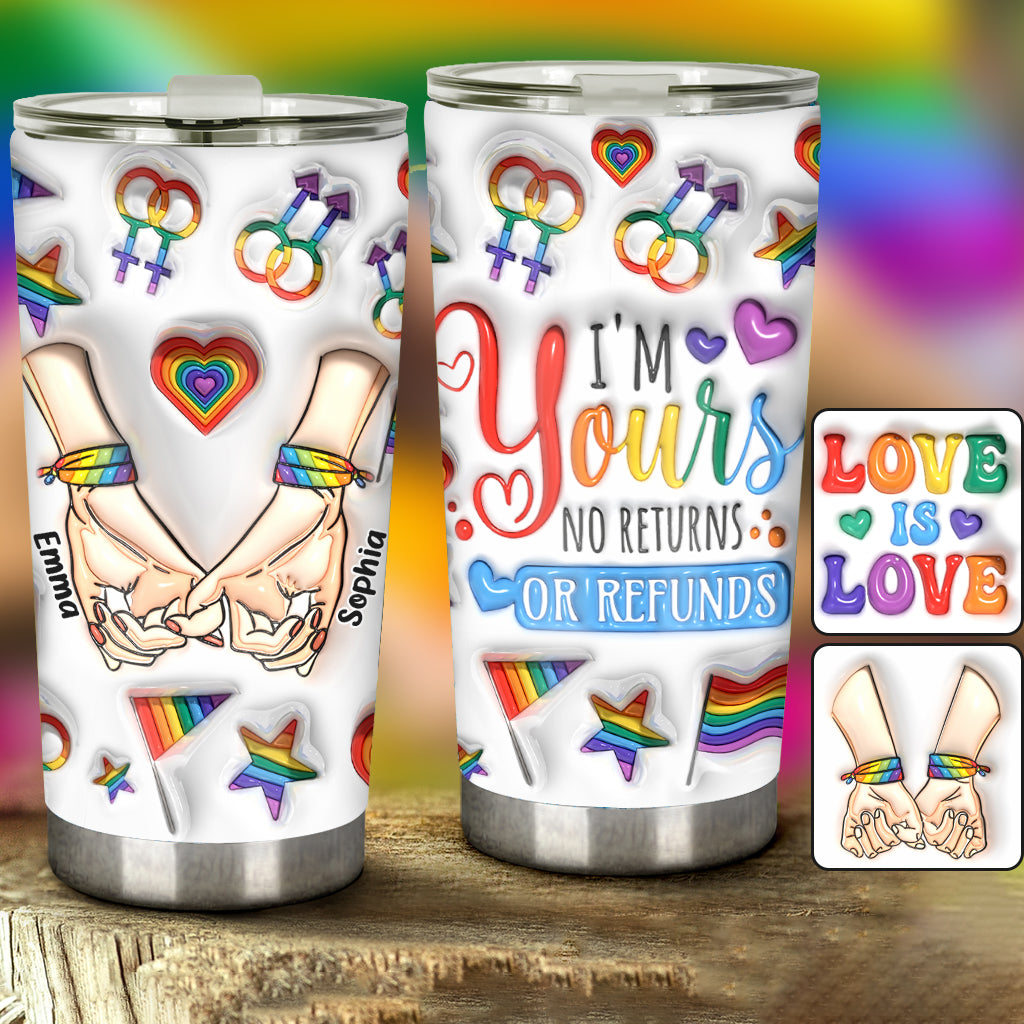 Je suis à toi. Ni retour ni remboursement - Gobelet isotherme personnalisé de soutien à la communauté LGBT.
