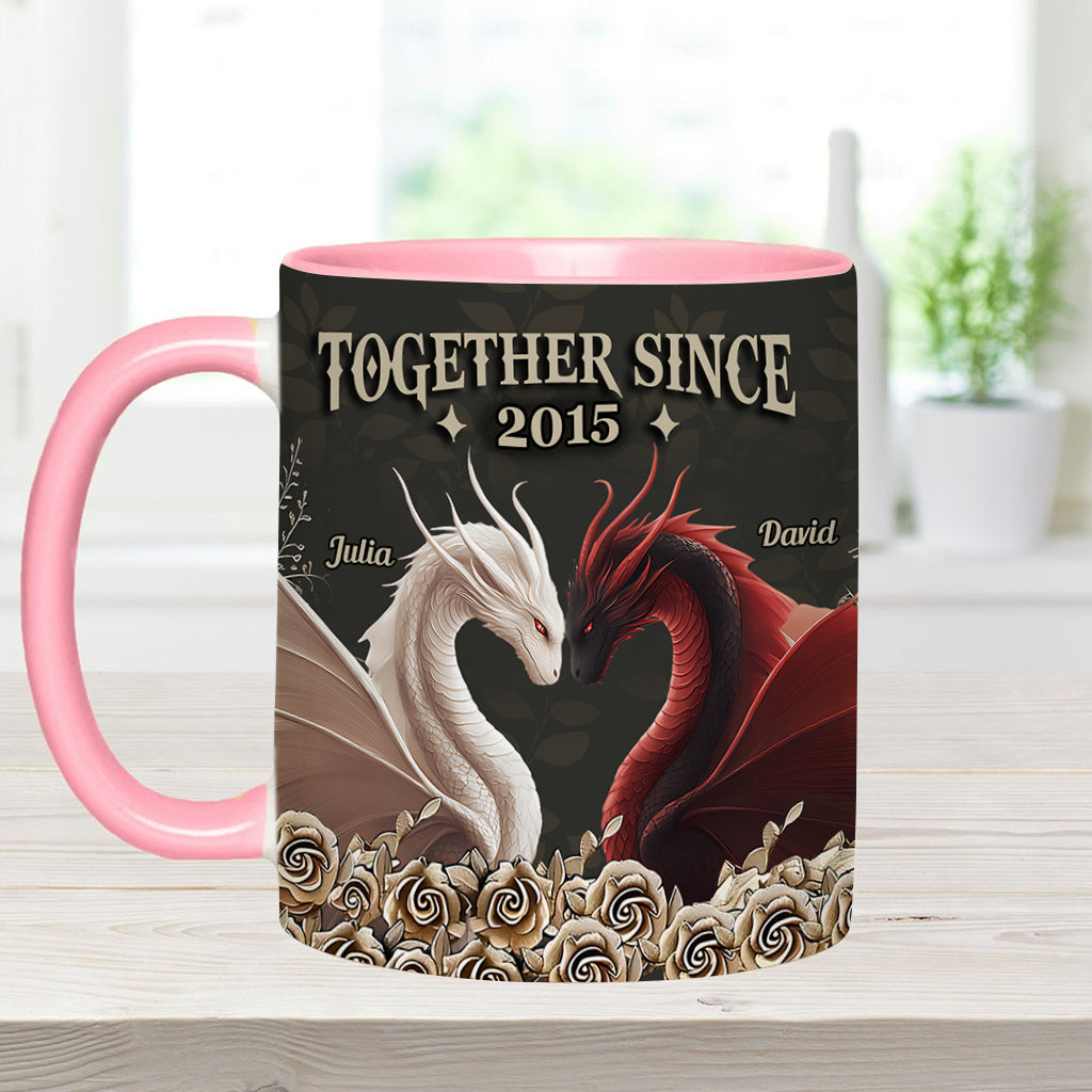 Mug personnalisé « De notre premier baiser » avec motif dragon