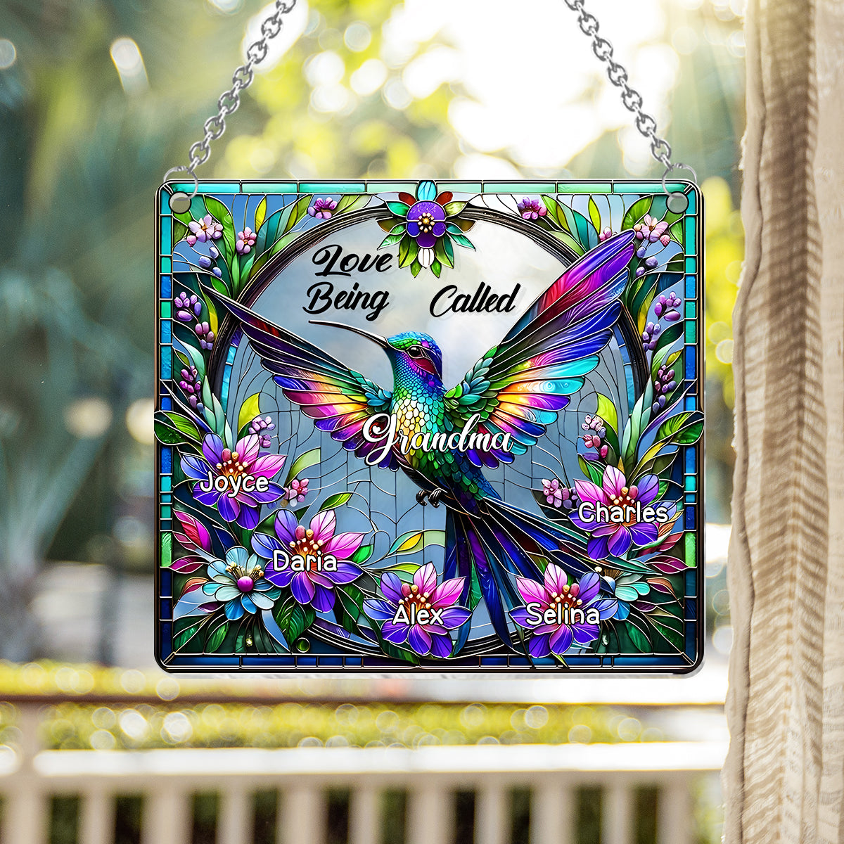 J'adore être appelée Mamie Colibri - Attrape-soleil personnalisé à suspendre à la fenêtre « Mamie » 