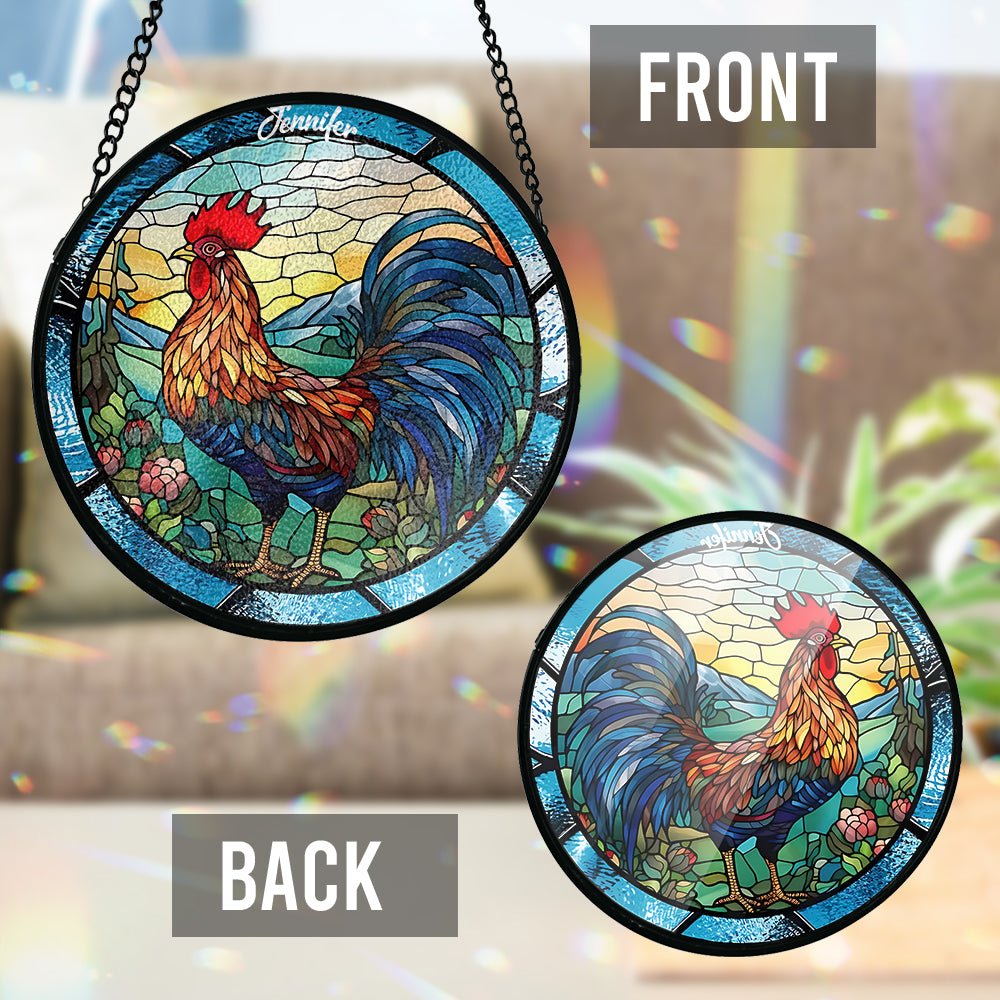 Love Chicken - Personalized Chicken Stained Glass Suncatcher