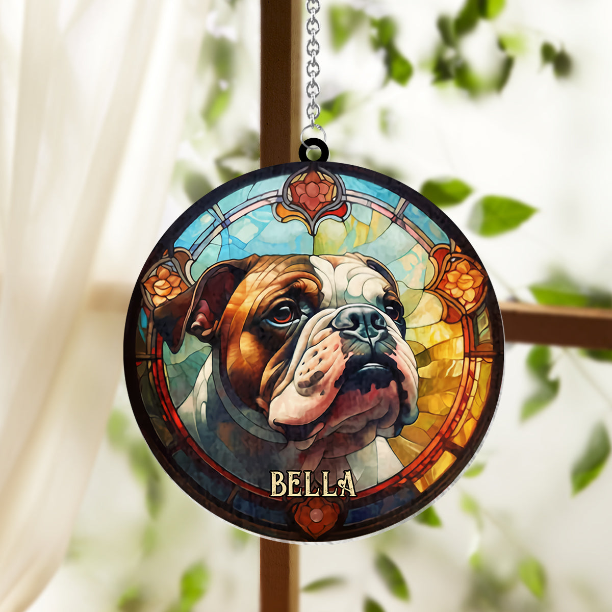 J'aime mon chien - Décoration attrape-soleil personnalisée à suspendre à la fenêtre 