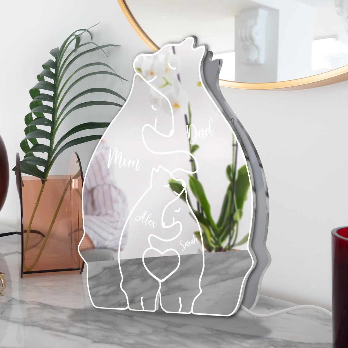 Bear Family - Personalized Family Mirror Light