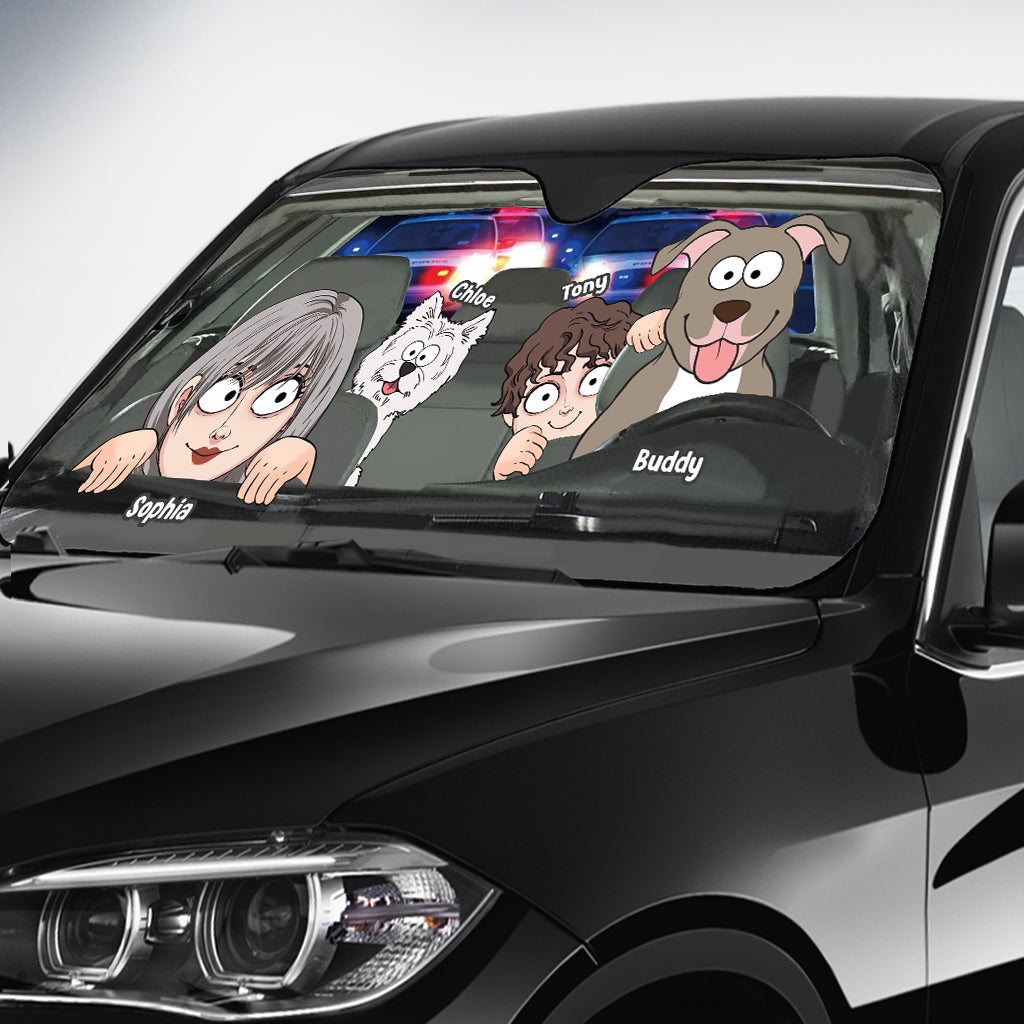 Du, ich und die Hunde – Personalisierter Sonnenschutz fürs Auto mit Hund