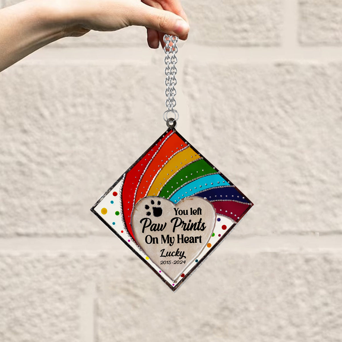Rainbow Bridge Cat Dog Memorial - Personalized Dog Window Hanging Suncatcher Ornament