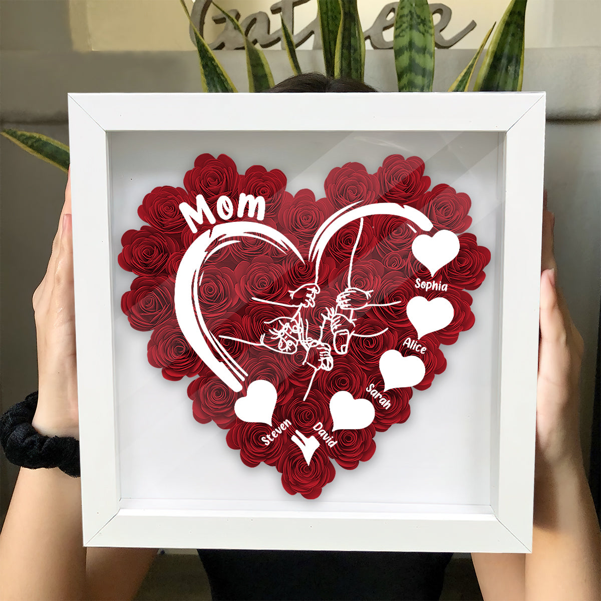 We Love You Nana - Personalized Grandma Flower Shadow Box