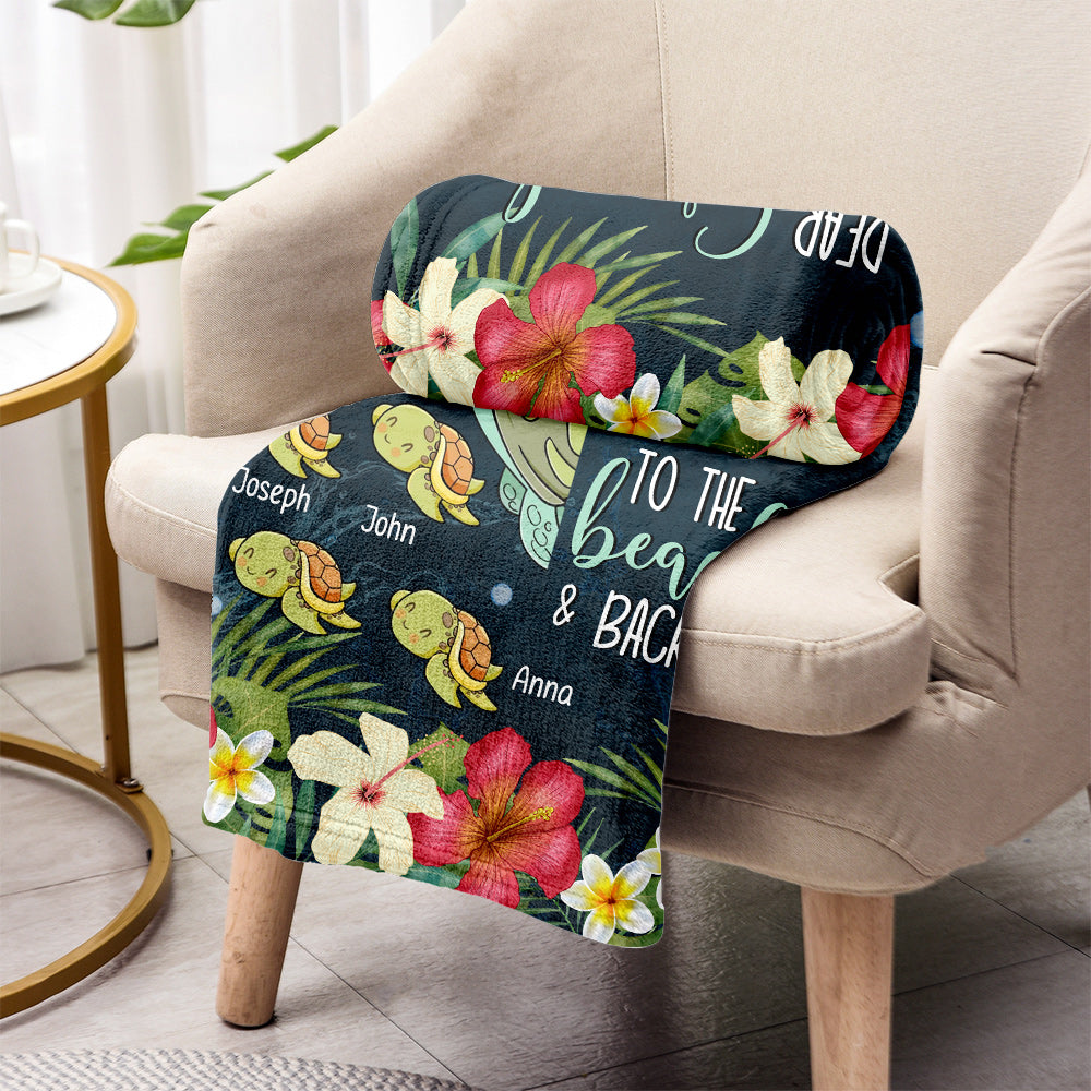 We Love You To The Beach And Back - Personalized Grandma Blanket