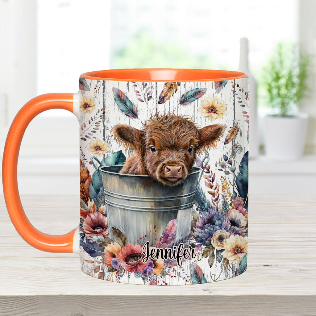 Baby Highland Cow Western Style - Personalized Accent Mug