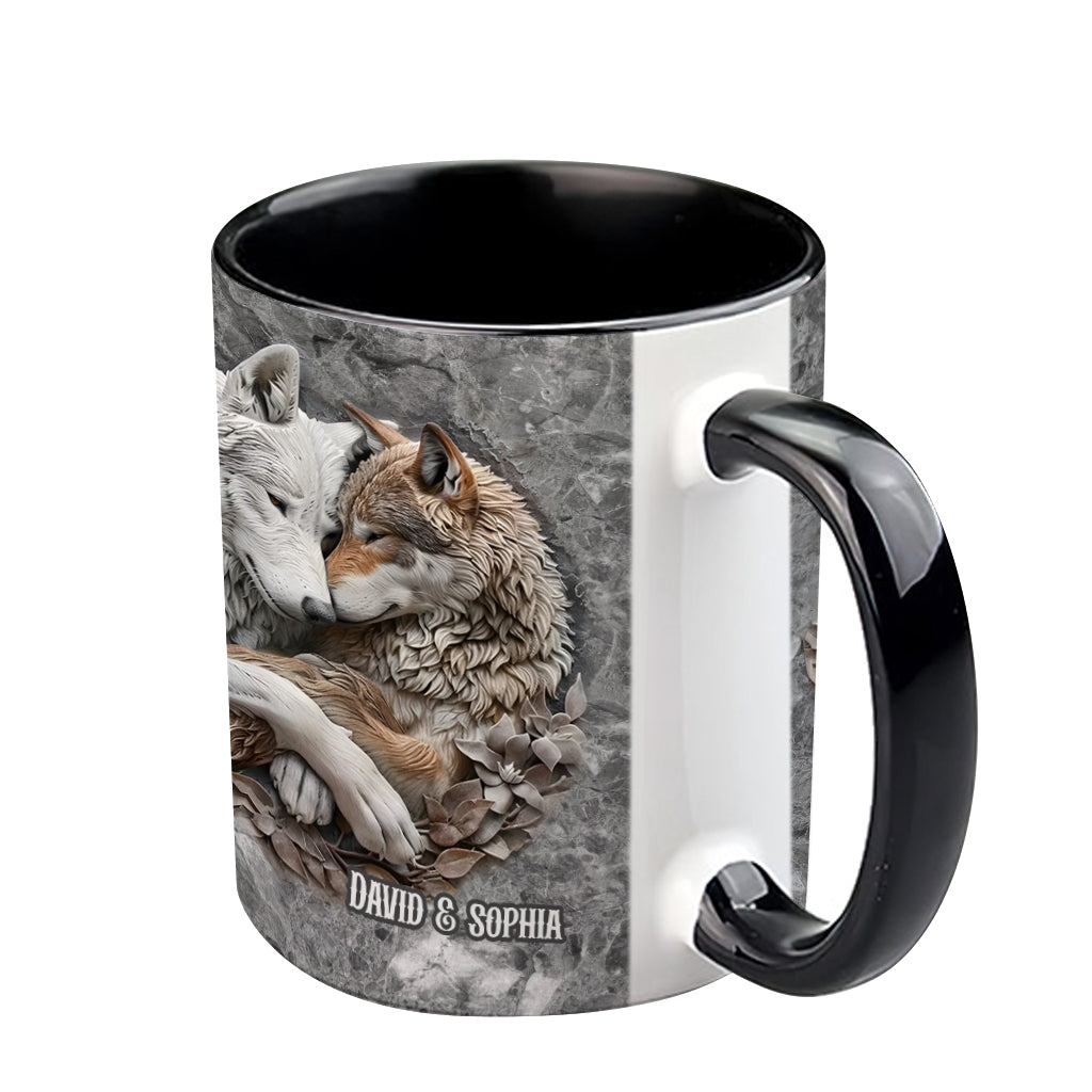 Wolfspaar – Personalisierte Tasse mit Wolfsmotiv