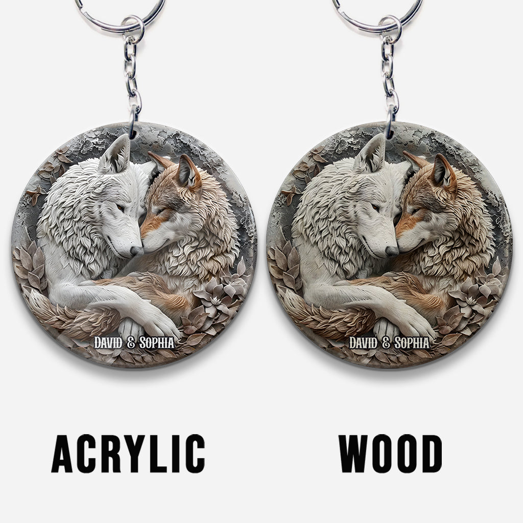 Wolf Couple - Personalized Wolf Keychain