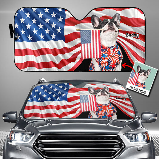 Lustiger Hunde-Auto-Sonnenschutz zum 4. Juli - Personalisierter Hunde-Auto-Sonnenschutz