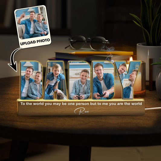 Dad Photo Collage - Personalized Father Custom LED Night Light