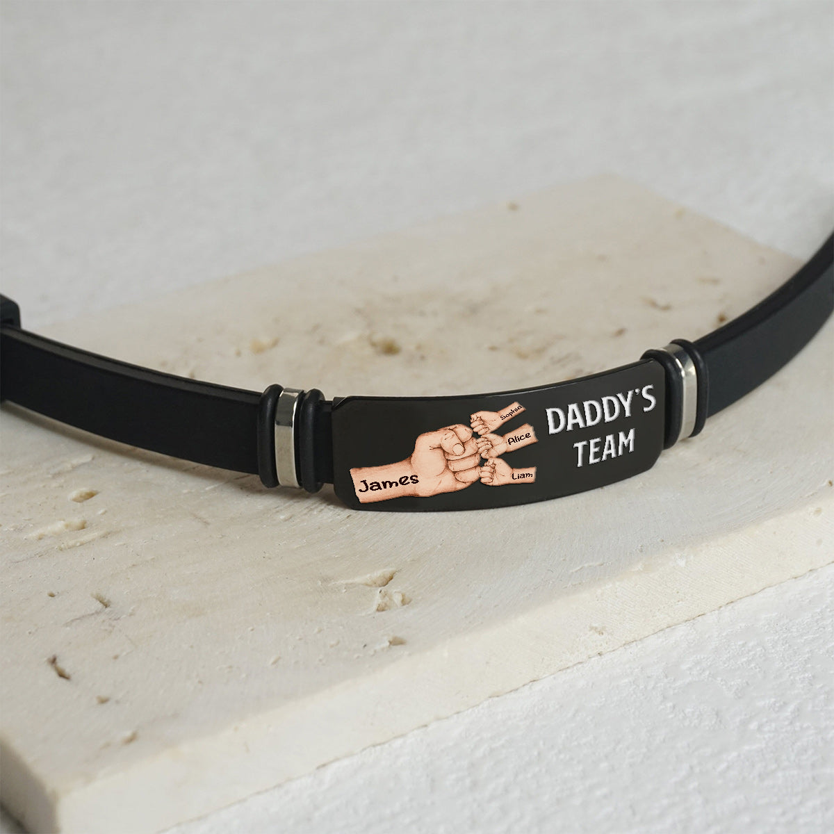 Daddy's Team - Personalized Father Engraved Bracelet